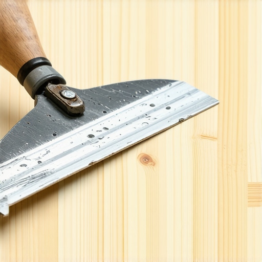 Precision Glue Removal with a Scraper Blade Removing dried urethane adhesive from hardwood floor using a metal scraper