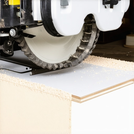 Precision Miter Saw for Perfect Baseboard Corners Close up of a carpenter using a miter saw on white baseboard trim