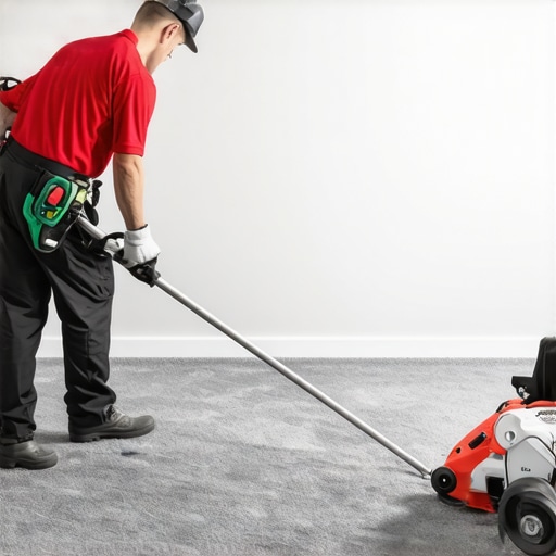 Professional Carpet Power Stretcher Usage A contractor using a power stretcher to properly tension a new carpet installation.