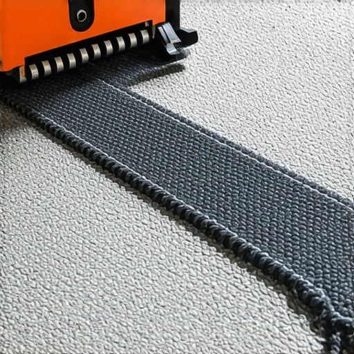 Professional Carpet Power Stretcher in Action A tool used to stretch carpet during installation to prevent ripples and ensure longevity.