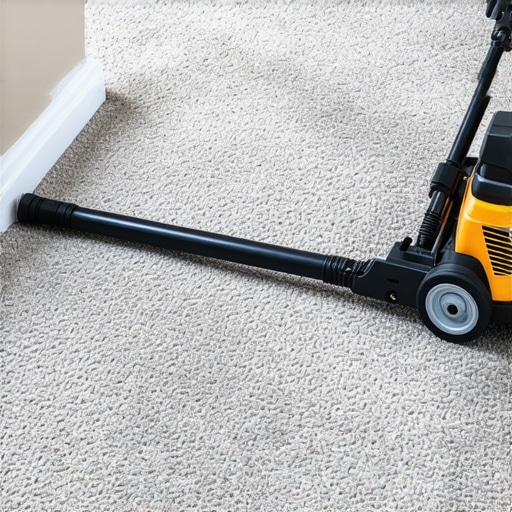 Professional Carpet Power Stretcher in Action A technician using a power stretcher to ensure a ripple-free carpet installation.