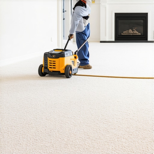 Contractor using a carpet power stretcher to ensure proper tension during installation