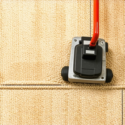 Professional Carpet Seaming Technique A carpet installer using a seam iron and tractor to join two pieces of carpet perfectly.