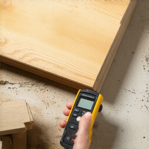 Measuring subfloor moisture levels before installing vinyl plank flooring.