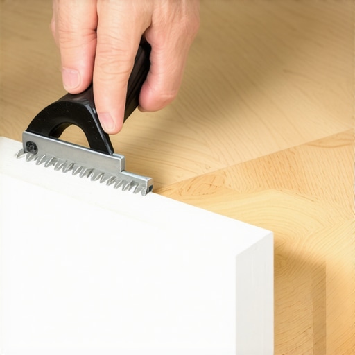 Professional Coping Technique for Flawless Baseboards Close-up of an installer using a coping saw on baseboard trim to create a tight corner joint.