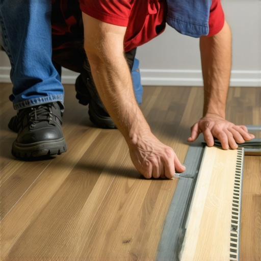 Professional Floor Expansion Gap Inspection Close-up of a vinyl floor installation showing the necessary expansion gap at the wall.