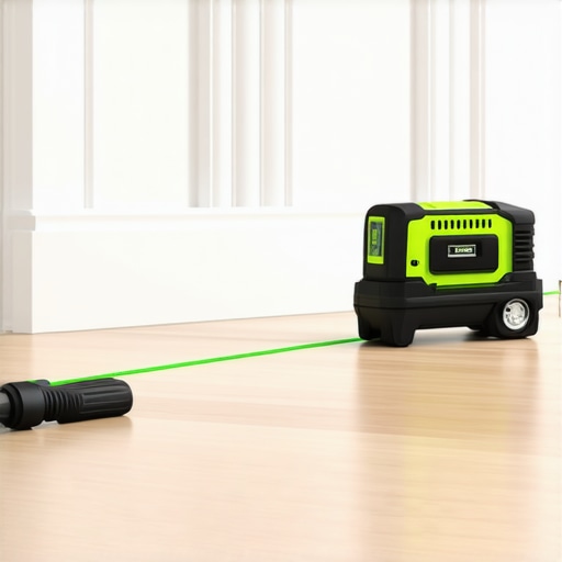 High-end oscillating multi-tool and laser level used for precision flooring and baseboard installation.