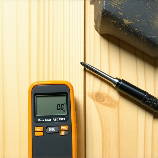 Professional Flooring Installation Tools for Success Close up of a digital moisture meter and scribing tool for flooring installation.