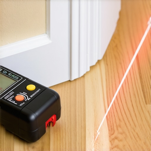 Professional Flooring Tools for Installation and Maintenance A pinless moisture meter and laser level used for professional flooring installation and maintenance.