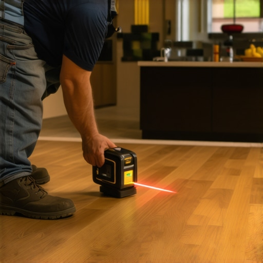 Professional Flooring Tools for Long Term Maintenance Close up of a moisture meter and laser level on a wood floor