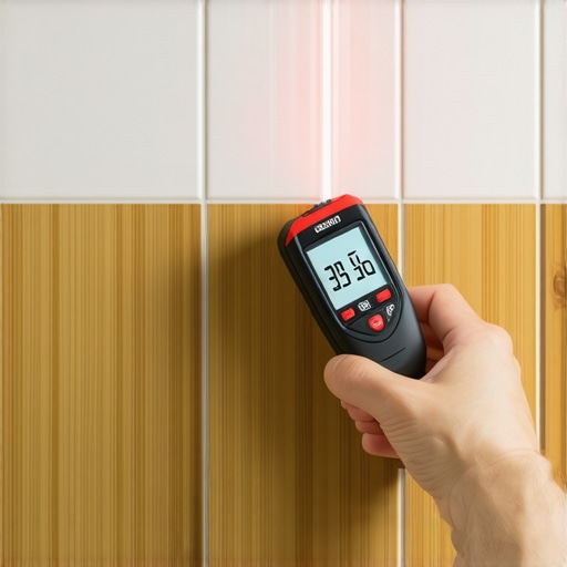 Using a moisture meter to check for leaks behind shower walls and baseboards