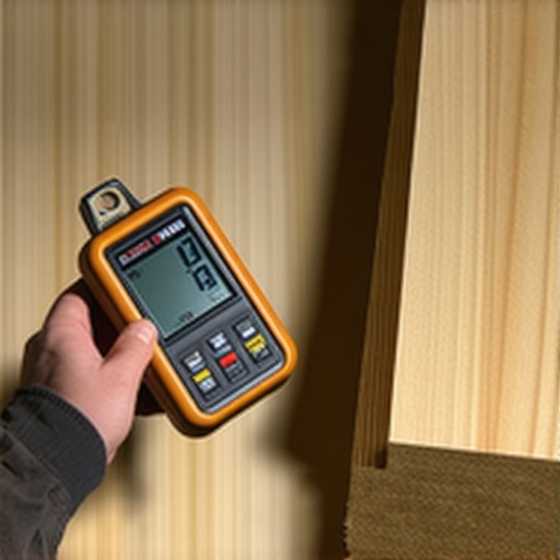 Professional Moisture Meter Testing Using a digital moisture meter on a concrete subfloor before installing luxury vinyl planks