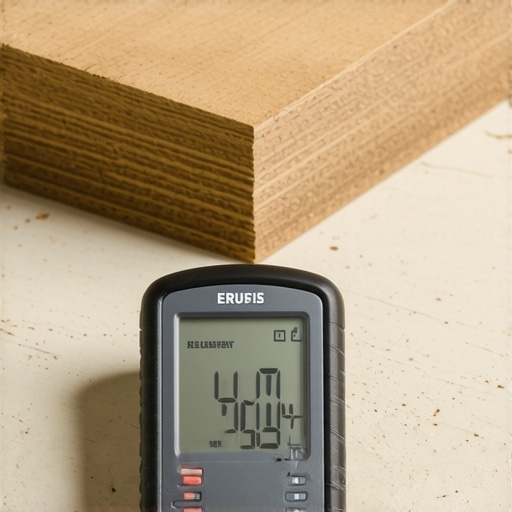 Digital moisture meter being used on a concrete subfloor before flooring installation.