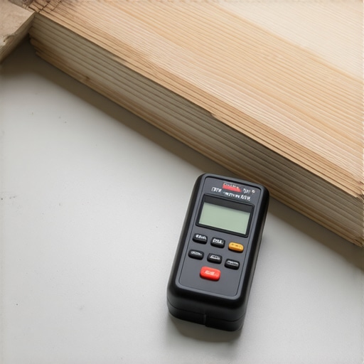 A Tramex moisture meter checking a concrete slab for moisture before flooring installation.