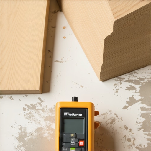 A digital moisture meter being used on a concrete subfloor for flooring installation prep.