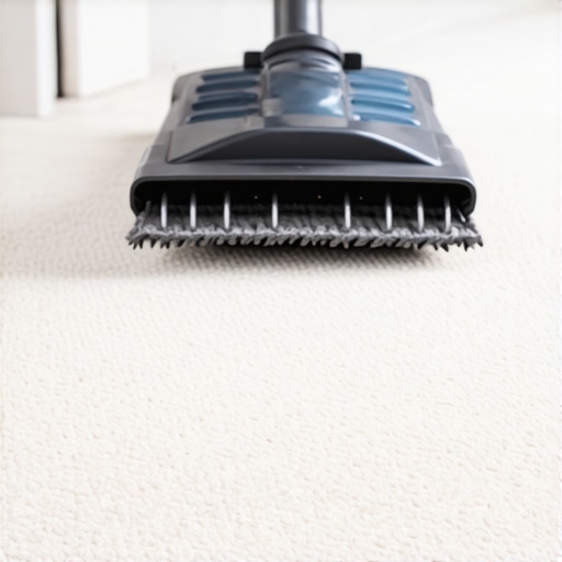 Close-up of a carpet power stretcher tool during a professional flooring installation.