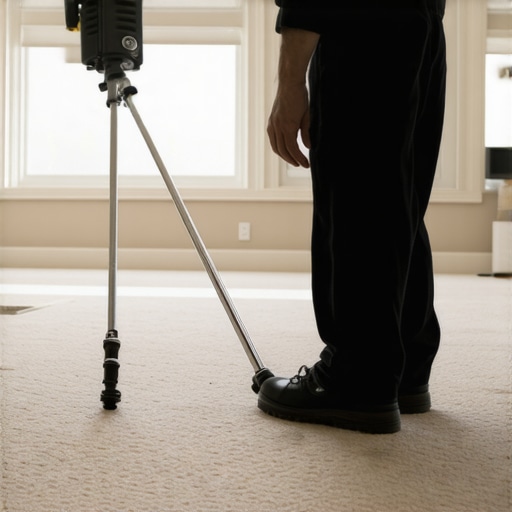 Professional Power Stretcher for Carpet Installation Heavy-duty carpet power stretcher used for proper tensioning during home install.