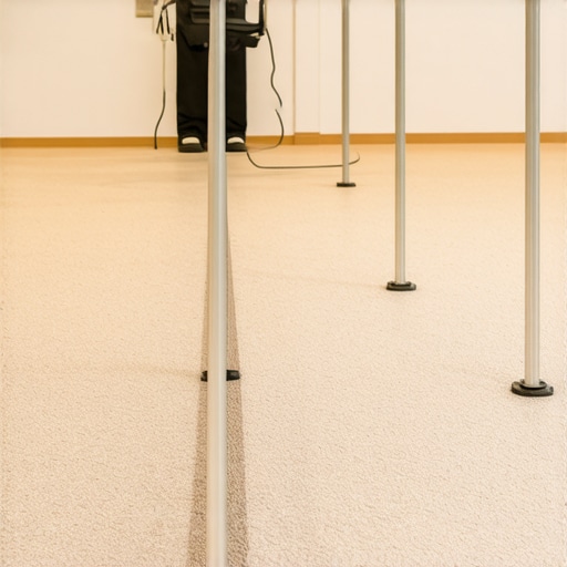 Professional Power Stretcher in Action Professional tool used for stretching carpet to prevent ripples and ensure longevity.