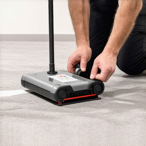 Close-up of a carpet power stretcher ensuring a ripple-free installation