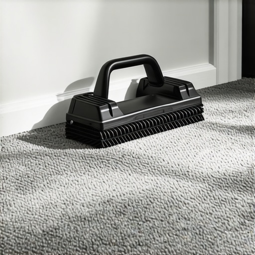 Professional Power Stretching for Carpet A contractor using a power stretcher to ensure a ripple-free carpet installation.
