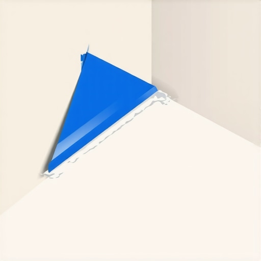 Close-up of blue painter's tape creating a clean silicone caulk line in a bathroom.