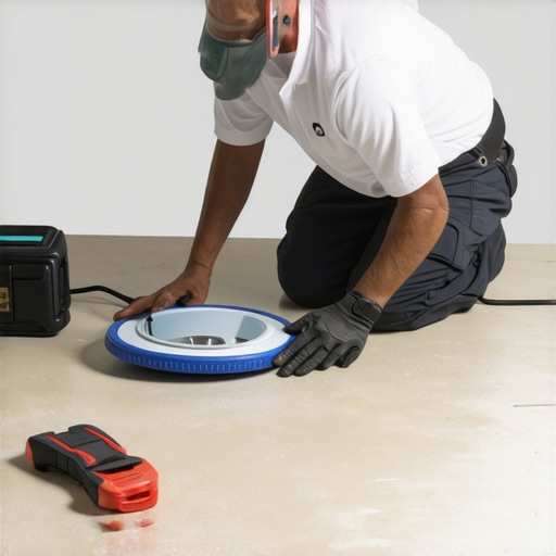 Professional Subfloor Moisture Testing Close-up of a calcium chloride test kit being used on a concrete subfloor before flooring installation.