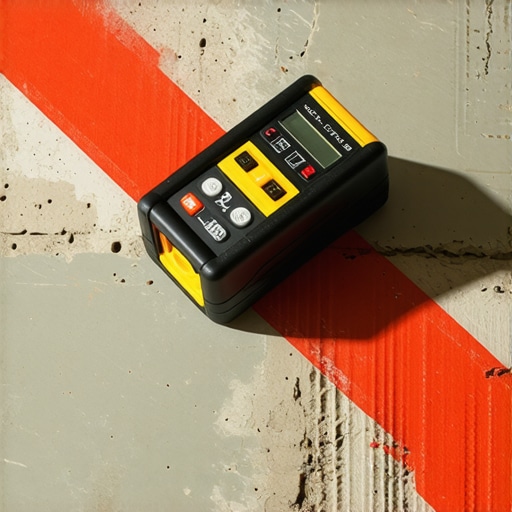 A digital moisture meter and laser level used for flooring installation prep.