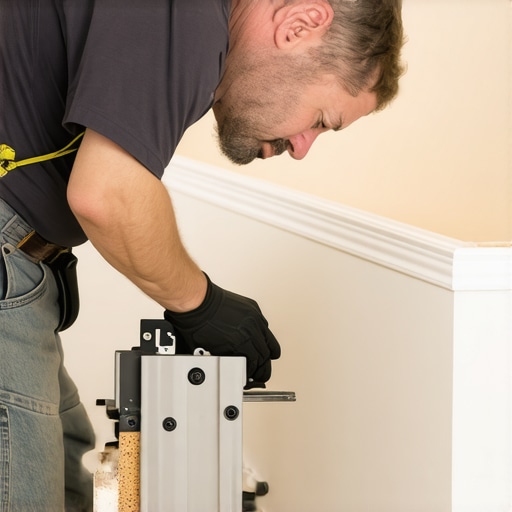 Professional back-beveling for baseboard installation Close up of a carpenter back-beveling a baseboard for a perfect corner fit