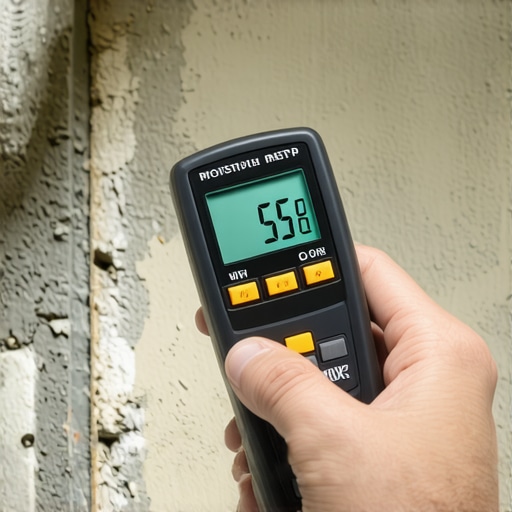 Using a moisture meter on concrete before flooring installation