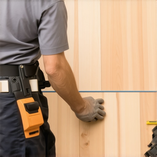 A professional using a chalk line on a subfloor for perfect flooring alignment.