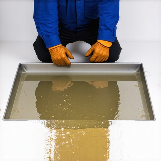Close up of a shower flood test to ensure no leaks before tiling.