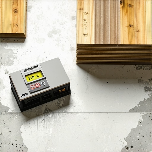 Professional moisture test kit on concrete subfloor