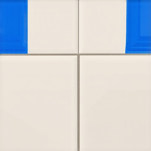 Close-up of blue painter's tape applied to a shower corner for a clean silicone bead