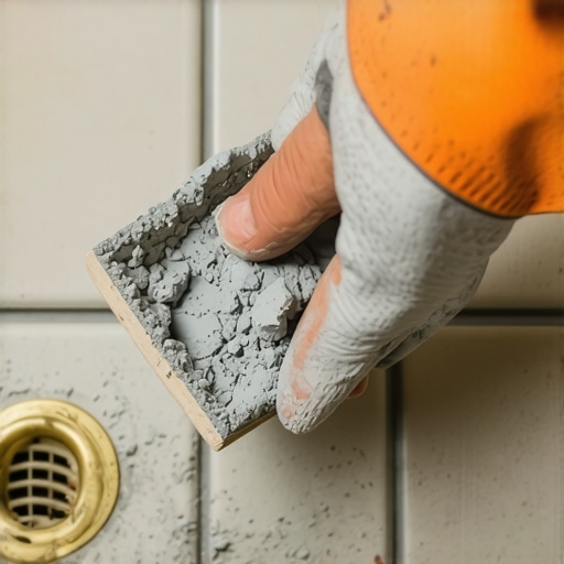 A hand squeezing dry-pack mortar to show the correct moisture level for a shower base installation.