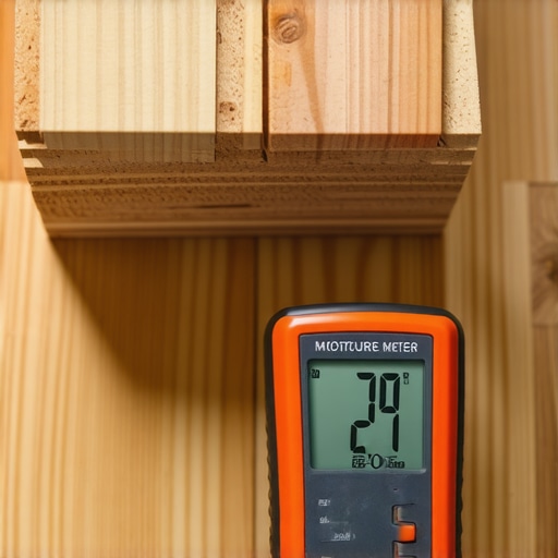 Testing Subfloor Moisture Levels A professional moisture meter checking a wooden subfloor before hardwood installation to ensure proper moisture balance.