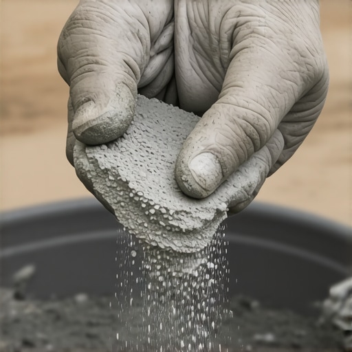 A contractor tests the moisture level of a sand and cement mix for a shower floor base.