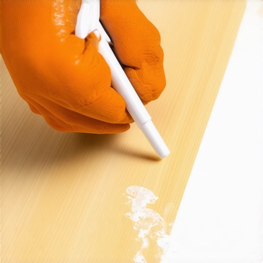 Applying construction adhesive and CA glue to a floor transition strip for a double-bond effect.