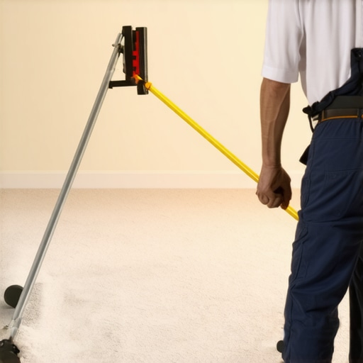 Using a Power Stretcher for Professional Carpet Tension Professional power stretcher being used to install carpet in a large residential room