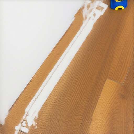 Close-up of a scribe tool tracing a floor profile onto white baseboard trim.