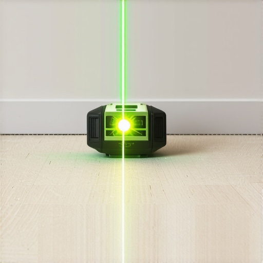Professional laser level line on subfloor and baseboard area