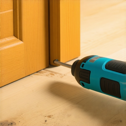 Using an Oscillating Multi-Tool for Door Casing Undercuts Professional flooring installer using a multi-tool to undercut a door jamb for a seamless floor transition.