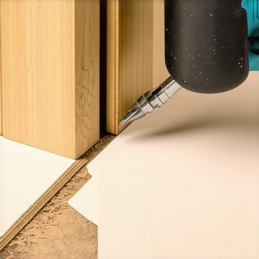 A close-up photo showing a professional installer using an oscillating tool to cut a door jamb perfectly flush with a new vinyl plank.